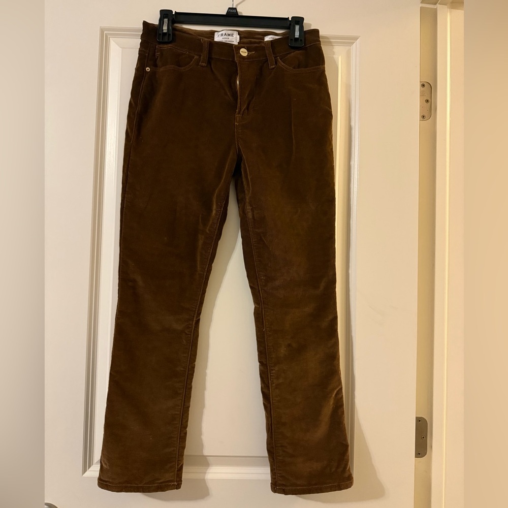 FRAME Le High Straight Corduroy Pants in Brown Size 27